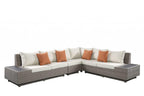 Beige Polyester Modular L Shaped Four Piece Standard With Console And Toss Pillows