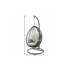 38" White Metal Swing Chair With Green Cushion