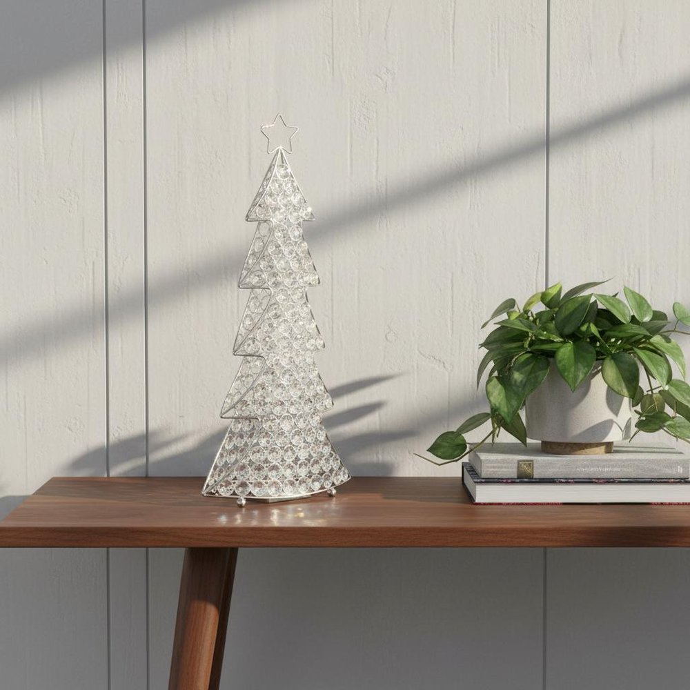 16" Glam Gold And Faux Crystals Christmas Tree Tabletop Sculpture