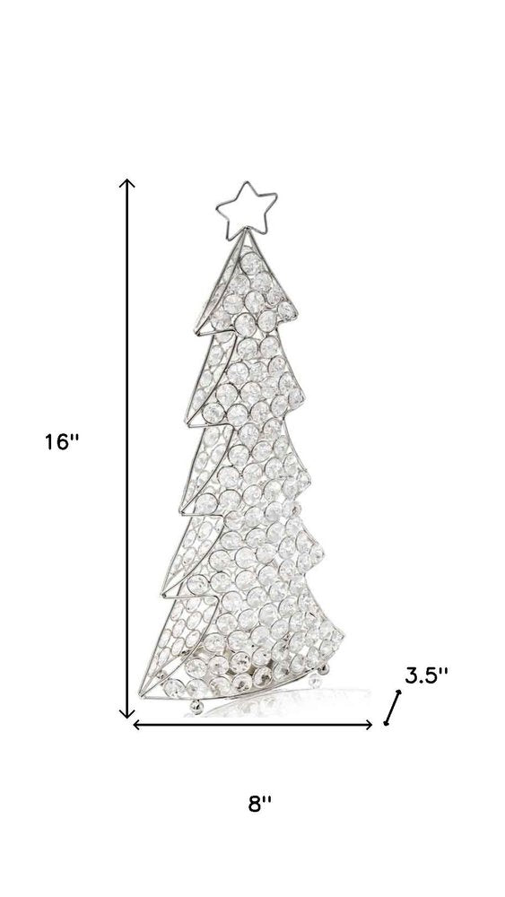 16" Glam Gold And Faux Crystals Christmas Tree Tabletop Sculpture