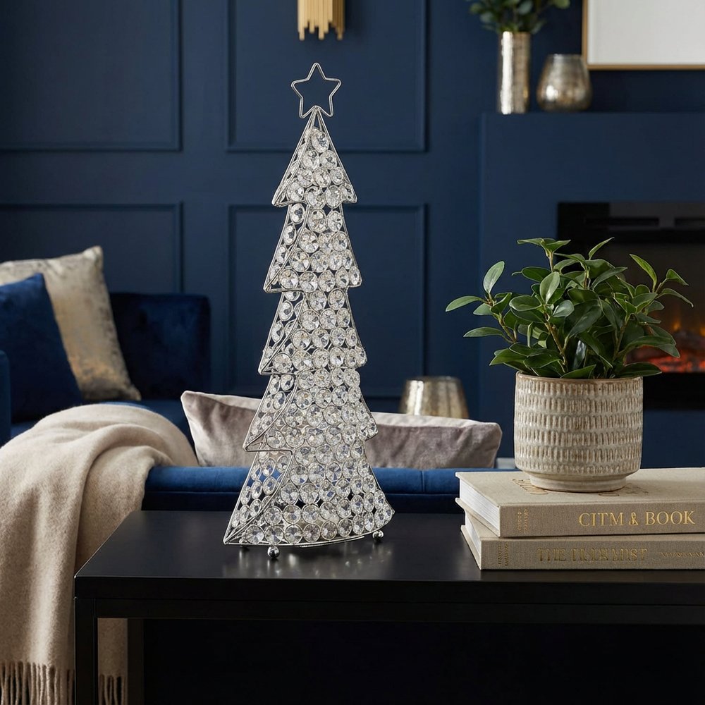 16" Glam Gold And Faux Crystals Christmas Tree Tabletop Sculpture