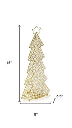 16" Glam Silver And Faux Crystals Christmas Tree Tabletop Sculpture