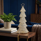 16" Glam Gold And Faux Crystals Christmas Tree Tabletop Sculpture
