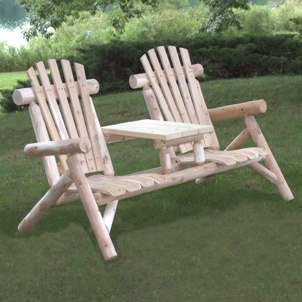 66" Natural Solid Wood Adirondack Chair