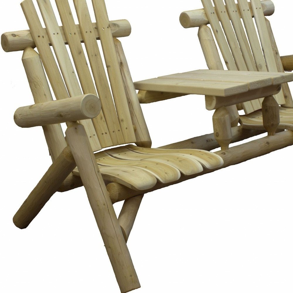 66" Natural Solid Wood Adirondack Chair