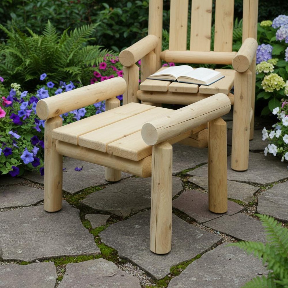 28" X 20" X 18"  Natural Wood Ottoman