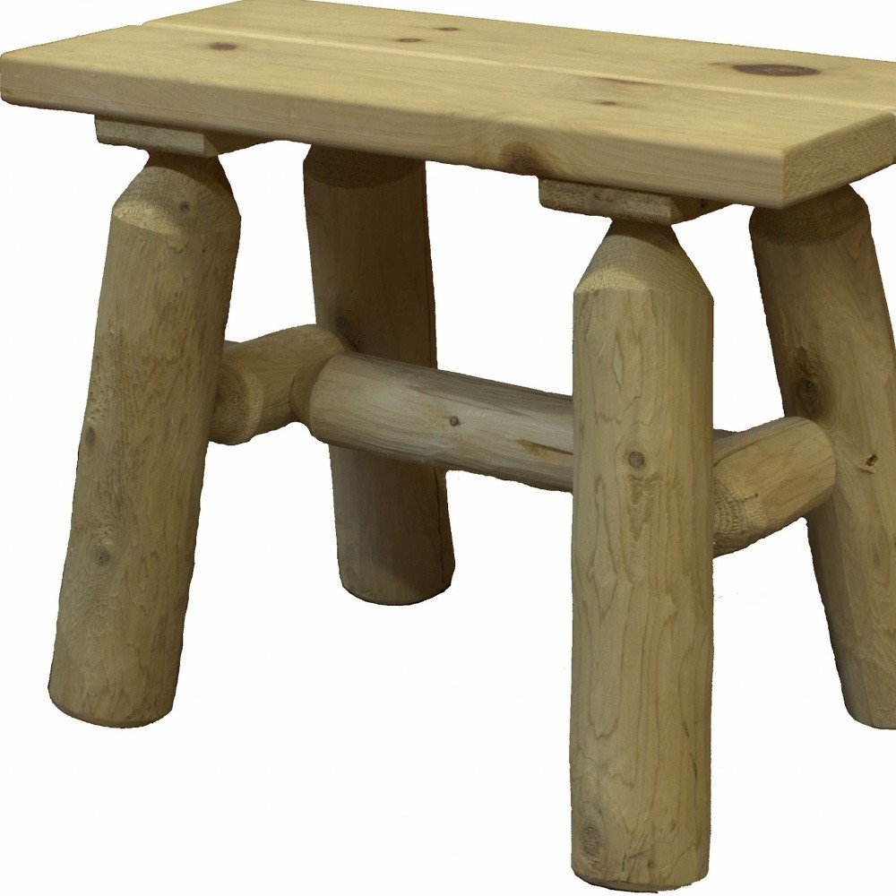 23" X 11" X 18"  Natural Wood End Bench Pair