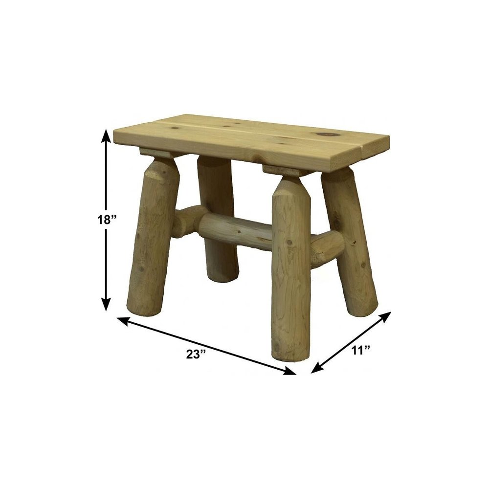23" X 11" X 18"  Natural Wood End Bench Pair