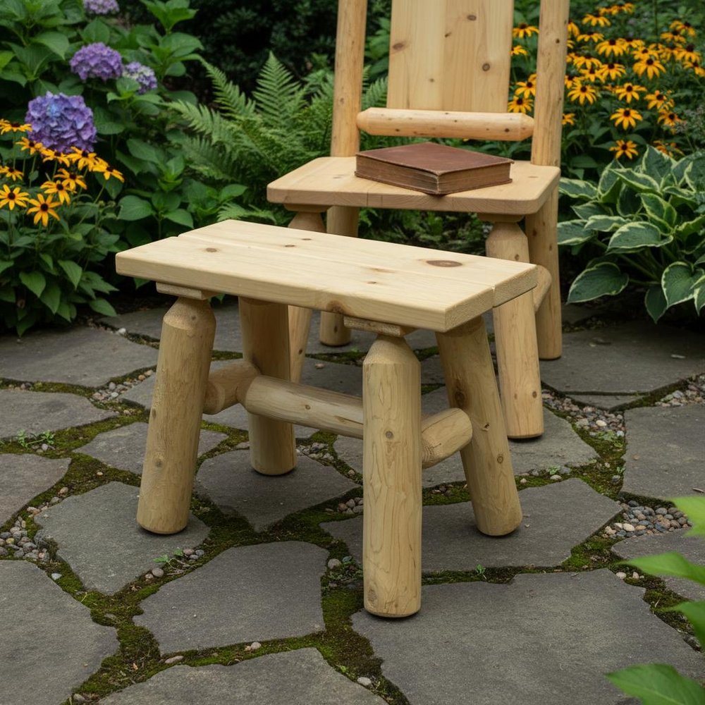 23" X 11" X 18"  Natural Wood End Bench Pair