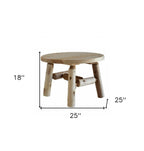 25" Natural Rounded Solid Wood Outdoor Coffee Table