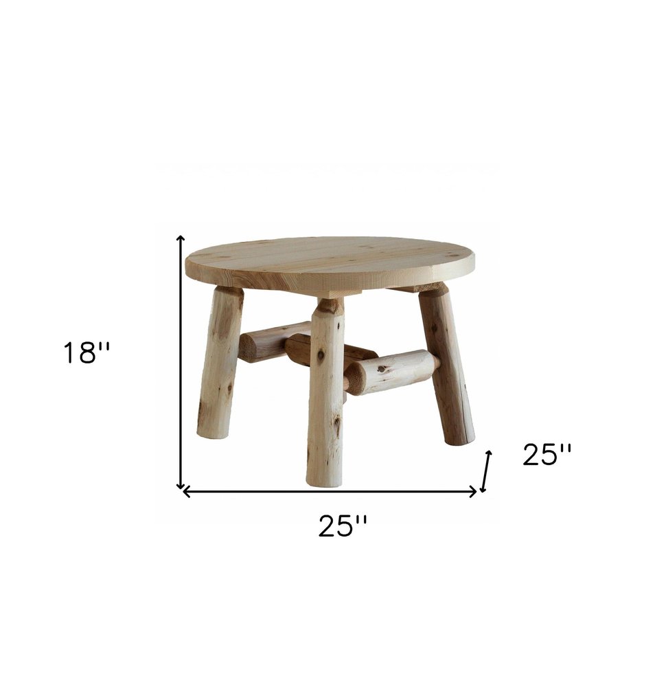 25" Natural Rounded Solid Wood Outdoor Coffee Table