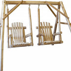 87" Natural Solid Wood Outdoor Double Swing Chair