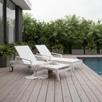 Set Of 2 White Modern Aluminum Chaise Lounges