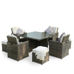 Nine Piece Clear and Gray Glass Dining Set