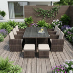 11 Piece Clear and Gray Glass Dining Set