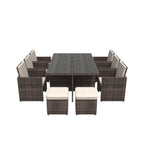 11 Piece Clear and Gray Glass Dining Set