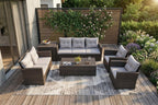 Six Piece Outdoor Brown Metal Sofa Seating Group With Cushions