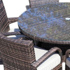 Seven Piece Clear and Gray Round Glass Dining Set