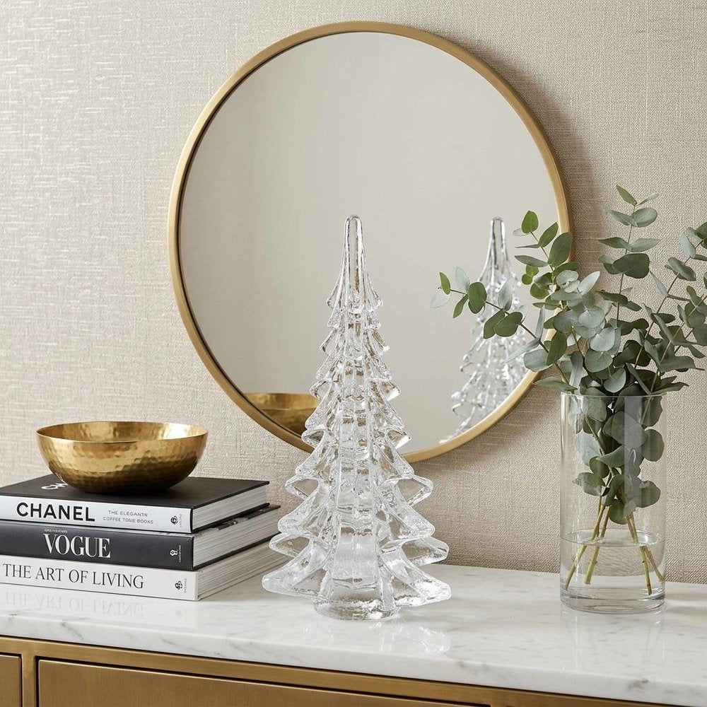 10" Mouth Blown Clear Glass Christmas Tree Sculpture