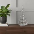 12" Mouth Blown Clear Glass Christmas Tree Sculpture