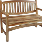 26" Natural Teak Solid Wood Garden Bench