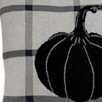 20" Gray And White Pumpkin Plaid Cotton Throw Pillow