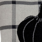 20" Gray And White Pumpkin Plaid Cotton Throw Pillow