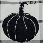 20" Gray And White Pumpkin Plaid Cotton Throw Pillow