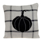 20" Gray And White Pumpkin Plaid Cotton Throw Pillow