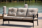 Five Piece Black and Beige Metal Sofa Seating Group With Table