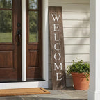 5' Rustic Espresso Brown And White Front Porch Welcome Sign
