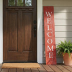 5" Rustic Red And White Front Porch Welcome Sign