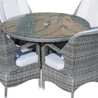 Five Piece Gray Round Glass Dining Set
