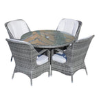 Five Piece Gray Round Glass Dining Set