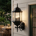 Three Light Matte Black Domed Glass Lantern Wall Light