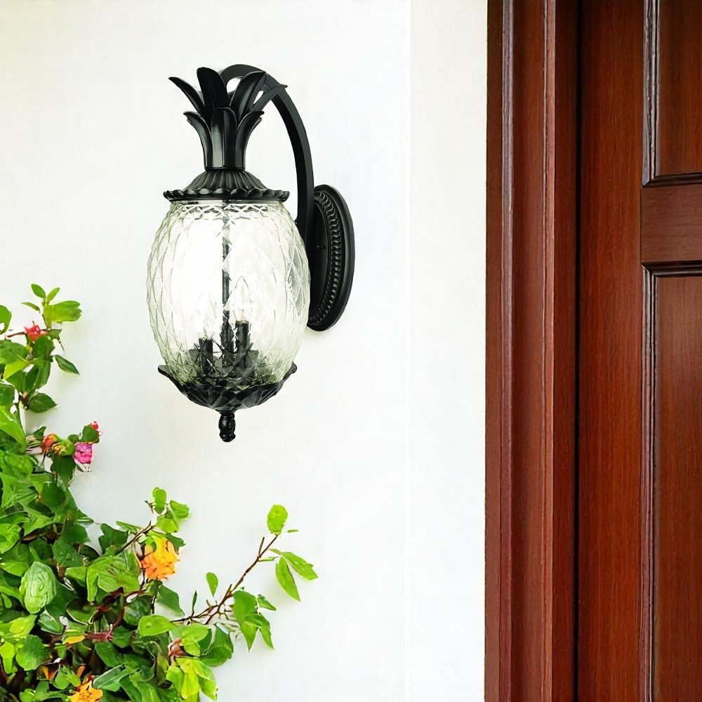 Matte Black Hanging Pineapple Wall Light