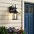 Petite Matte Black Domed Hanging Glass Lantern Wall Light