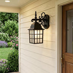Dark Brown Window Pane Lantern Wall Light