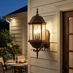 Three Light Brown Domed Textured Glass Lantern Wall Light