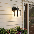 Matte Black Hanging Frosted Glass Lantern Wall Light