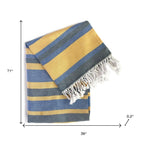Denim Blue and Yellow Striped Turkish Towel Beach Blanket