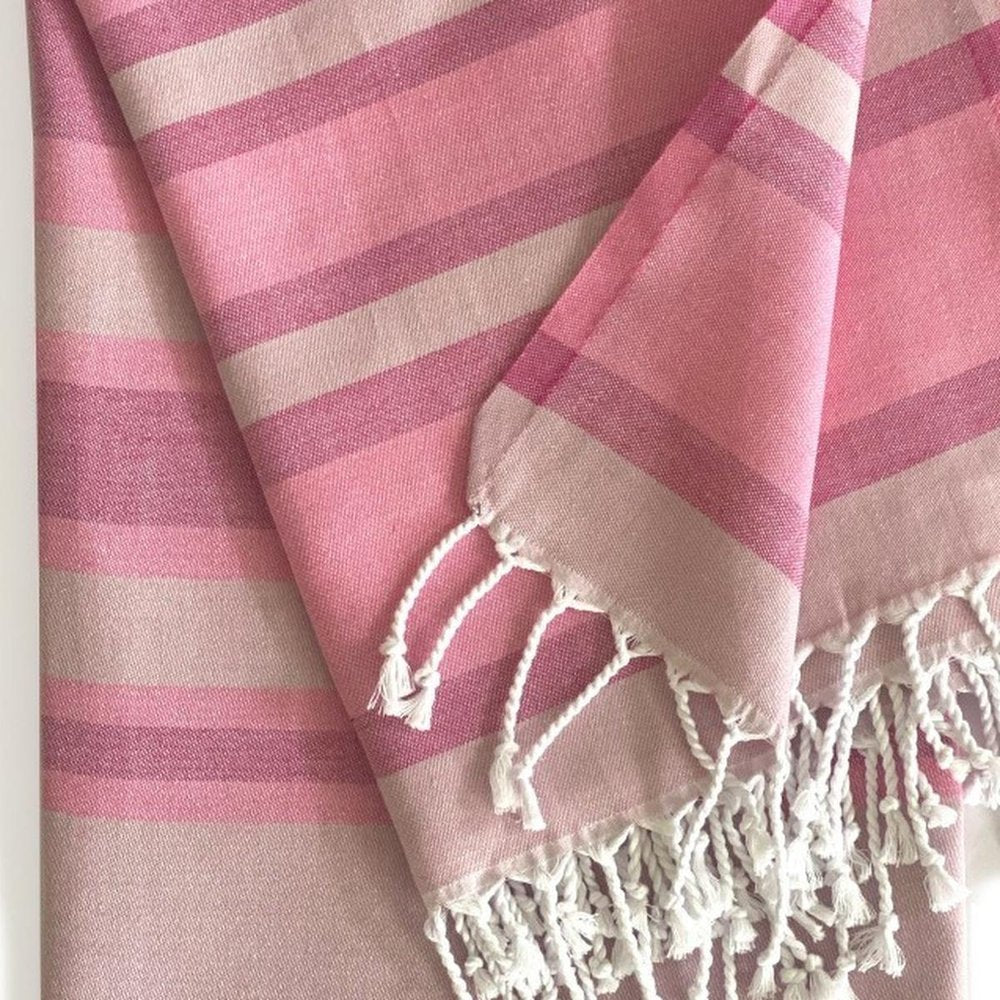 Shades of Pink Striped Design Turkish Beach Blanket