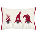 14" X 20" Red And Ivory Cotton Christmas Gnomes Throw Pillow With Embroidery
