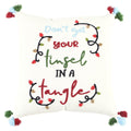 20" Ivory Christmas Cotton Throw Pillow with Embroidery