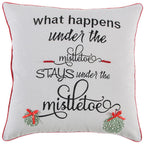 20" Gray Christmas Cotton Throw Pillow with Embroidery