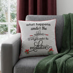 20" Gray Christmas Cotton Throw Pillow with Embroidery