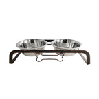 Rustic Elevated 16oz Two Bowl Dog Feeding Station