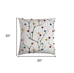 20" White And Black Coral Indoor Outdoor Throw Pillow With Pompoms