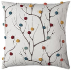 20" White And Black Coral Indoor Outdoor Throw Pillow With Pompoms
