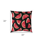 22" Black And Red Watermelon Indoor Outdoor Throw Pillow
